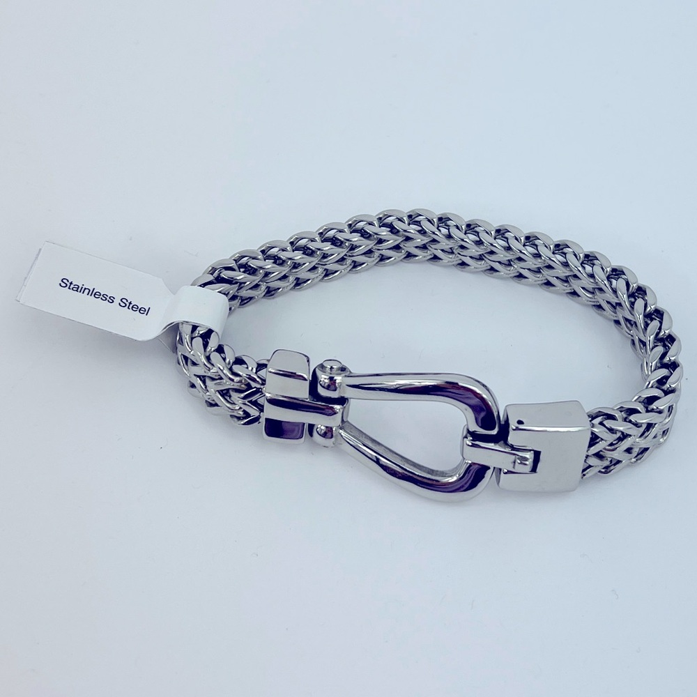 JEAN CLAUDE JEWELRY, DEL ARTE DOUBLE BRACELET, STAINLESS STEEL HORSE SHOE CLASP